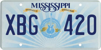 MS license plate XBG420
