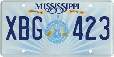 MS license plate XBG423