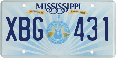MS license plate XBG431