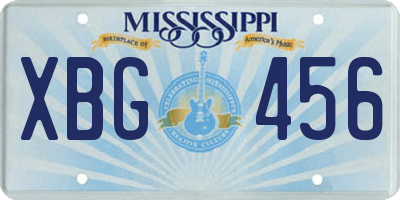 MS license plate XBG456