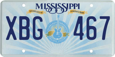 MS license plate XBG467