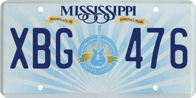 MS license plate XBG476