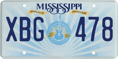 MS license plate XBG478