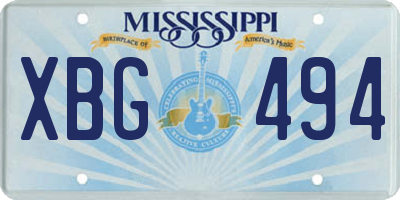 MS license plate XBG494