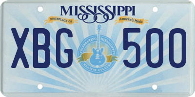 MS license plate XBG500