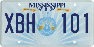MS license plate XBH101