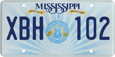 MS license plate XBH102