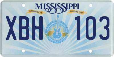 MS license plate XBH103