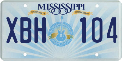 MS license plate XBH104