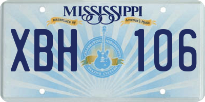 MS license plate XBH106