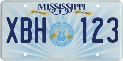 MS license plate XBH123