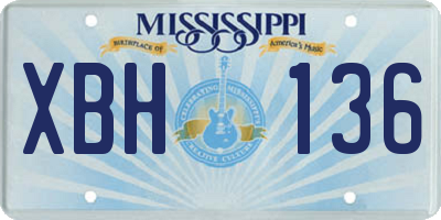 MS license plate XBH136