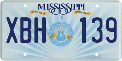 MS license plate XBH139