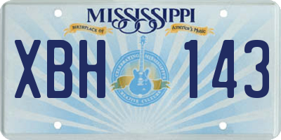 MS license plate XBH143