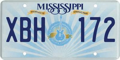 MS license plate XBH172