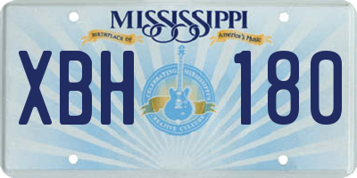 MS license plate XBH180