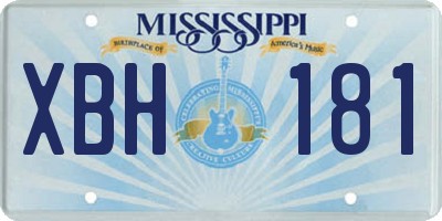 MS license plate XBH181