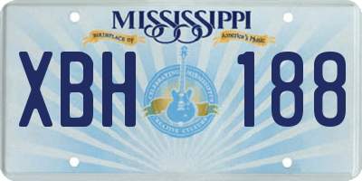 MS license plate XBH188