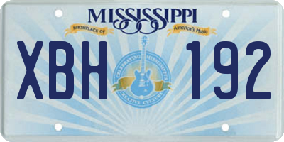 MS license plate XBH192