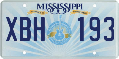 MS license plate XBH193