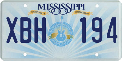 MS license plate XBH194