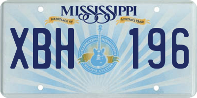 MS license plate XBH196