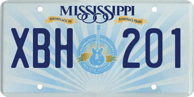 MS license plate XBH201