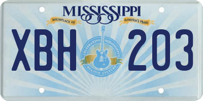 MS license plate XBH203