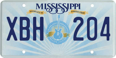 MS license plate XBH204