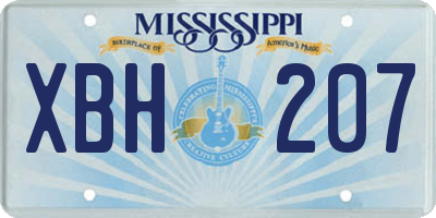 MS license plate XBH207