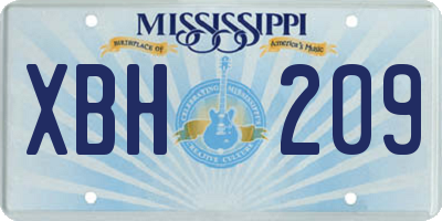 MS license plate XBH209
