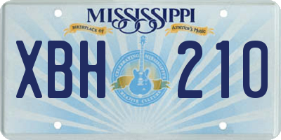MS license plate XBH210