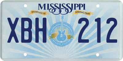 MS license plate XBH212