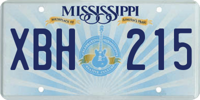 MS license plate XBH215