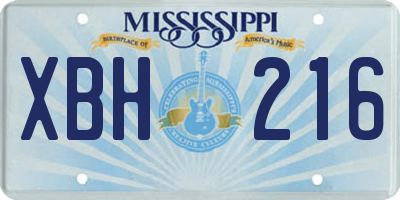 MS license plate XBH216