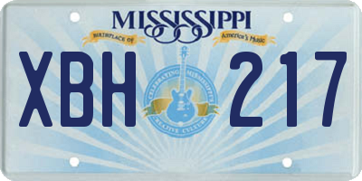MS license plate XBH217