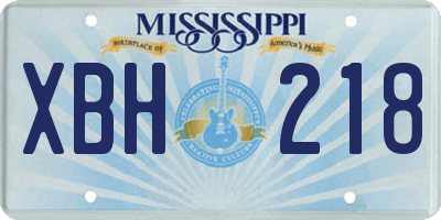 MS license plate XBH218