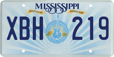 MS license plate XBH219