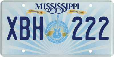 MS license plate XBH222