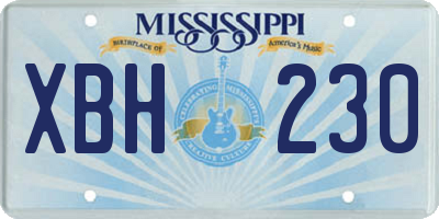 MS license plate XBH230