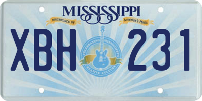 MS license plate XBH231