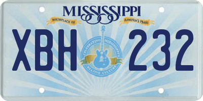 MS license plate XBH232