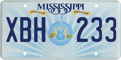 MS license plate XBH233