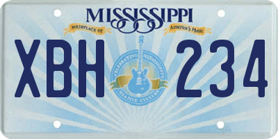 MS license plate XBH234