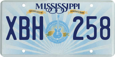 MS license plate XBH258