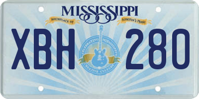 MS license plate XBH280