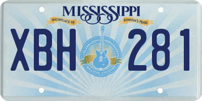 MS license plate XBH281