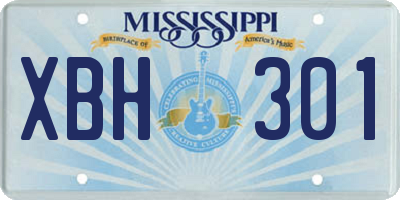 MS license plate XBH301