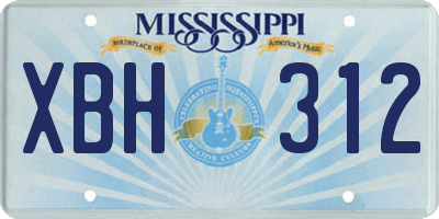 MS license plate XBH312