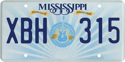 MS license plate XBH315